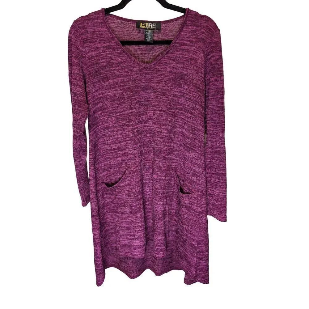PURE Essence URBANOLOGY Purple 3/4 Sleeve Tunic Dress Women's Size Extra Small